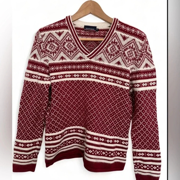 Denver Hayes Red Patterned Ski Sweater size  medium - Picture 1 of 6